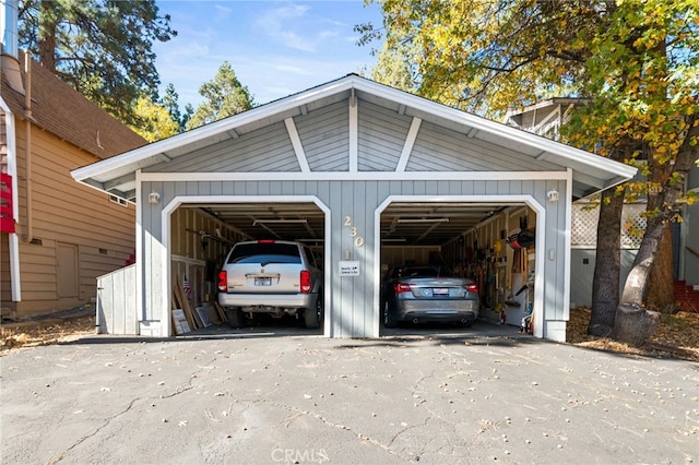 view of garage