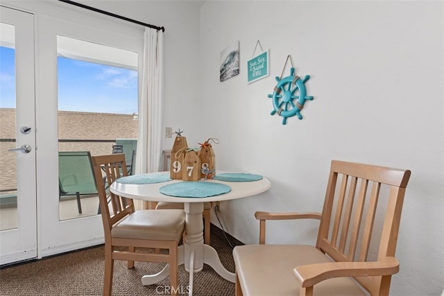 view of carpeted dining room