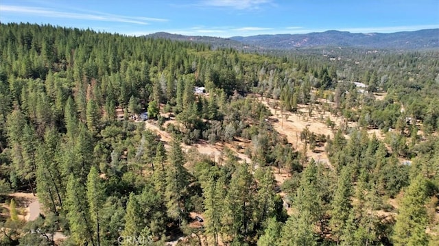 drone / aerial view featuring a mountain view