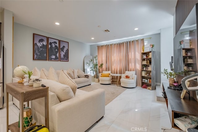 view of tiled living room