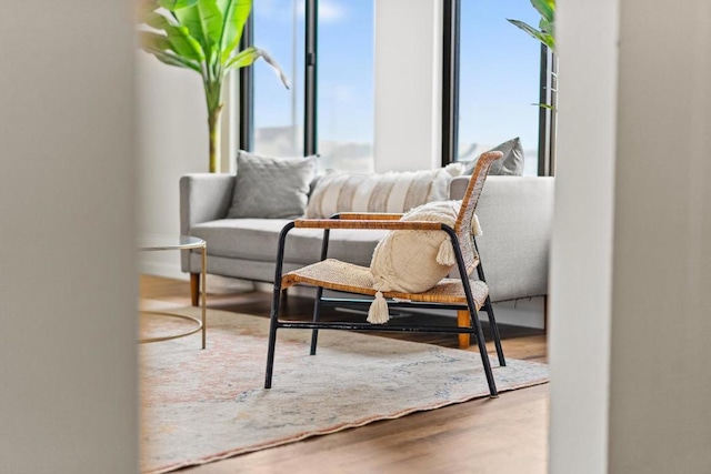 living area featuring hardwood / wood-style floors