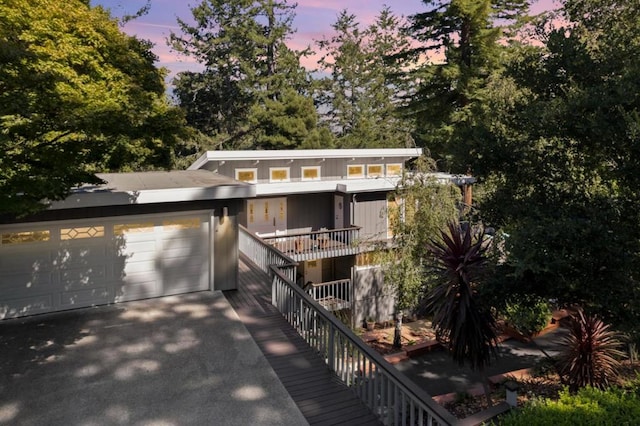 view of front of home with a garage