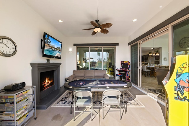 view of patio featuring ceiling fan