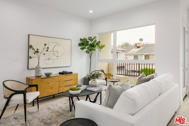 sitting room with light hardwood / wood-style floors