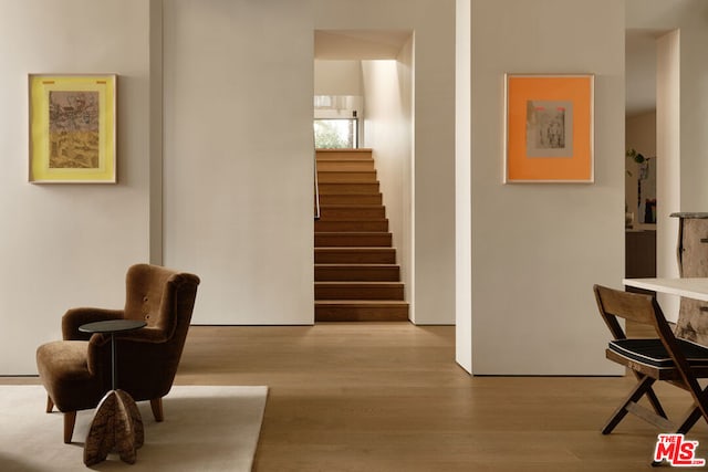 living area featuring light hardwood / wood-style floors