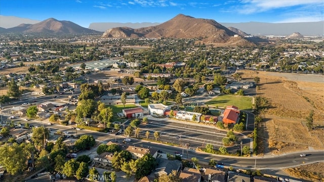 birds eye view of property featuring a mountain view