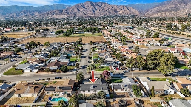 drone / aerial view with a mountain view