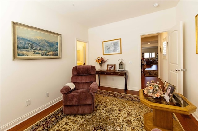 living area with wood-type flooring