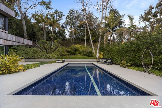 view of swimming pool featuring a patio area