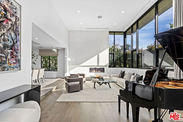 living room with light hardwood / wood-style floors