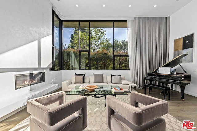 living room featuring light wood-type flooring