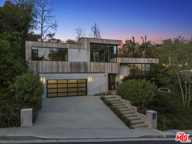 contemporary house featuring a garage