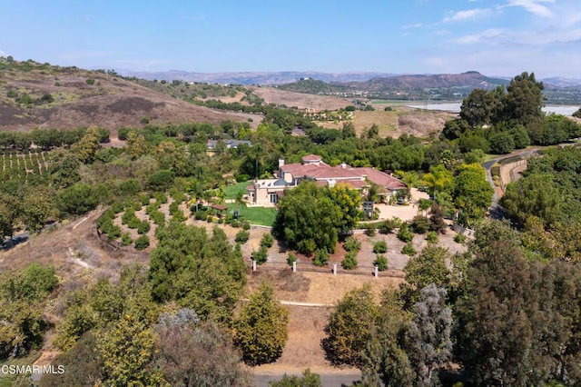 aerial view with a mountain view