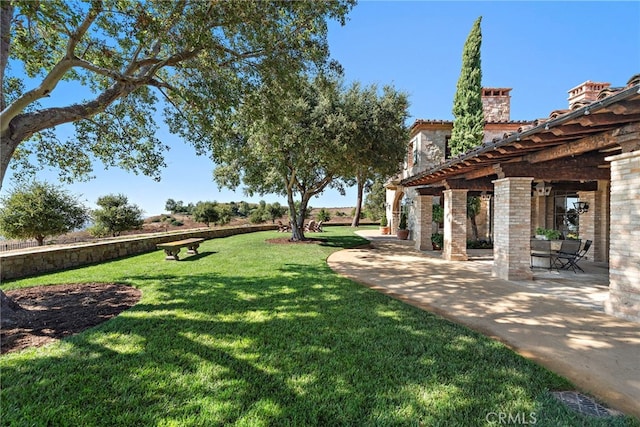 view of yard with a patio area