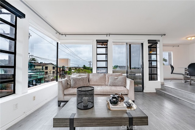 living room with wood-type flooring