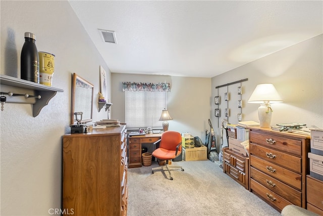 office with light colored carpet