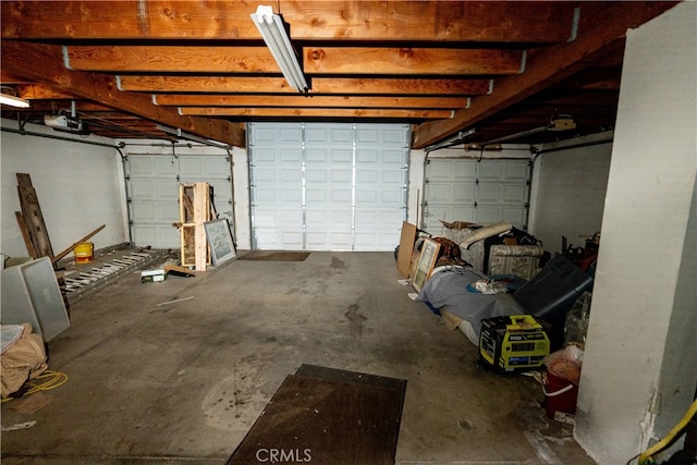 garage with a garage door opener