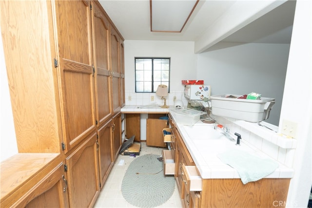 interior space with tile counters