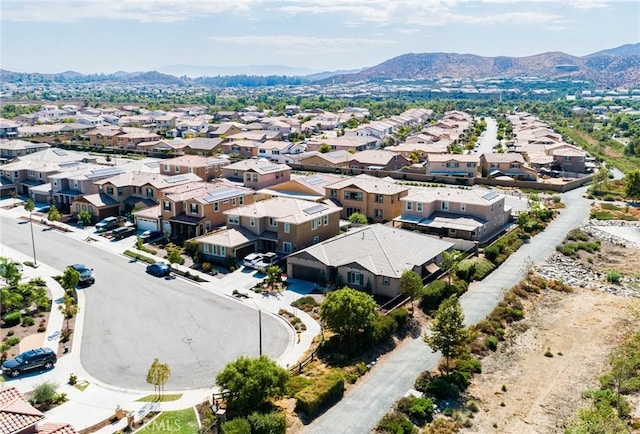 drone / aerial view featuring a mountain view