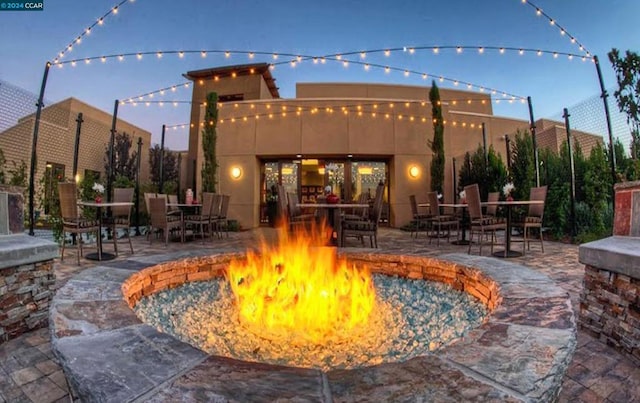 exterior space featuring a fire pit