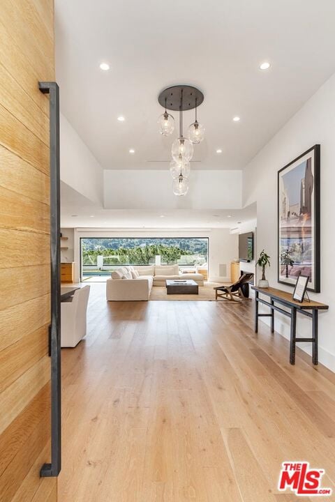 interior space with light hardwood / wood-style floors