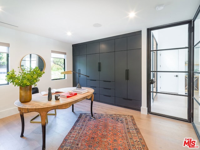 office space featuring light wood-type flooring