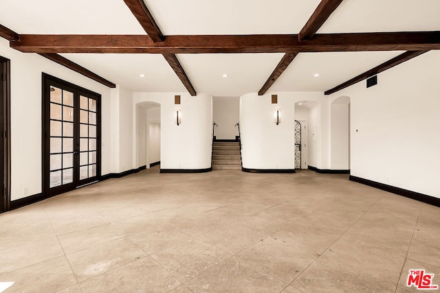 interior space with beam ceiling