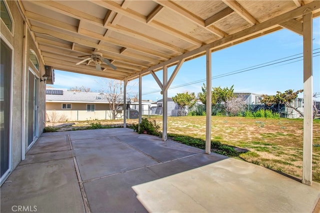 view of patio / terrace featuring ceiling fan