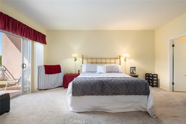 bedroom with light colored carpet