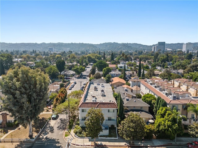 bird's eye view with a mountain view