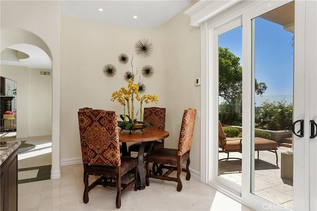 view of tiled dining area