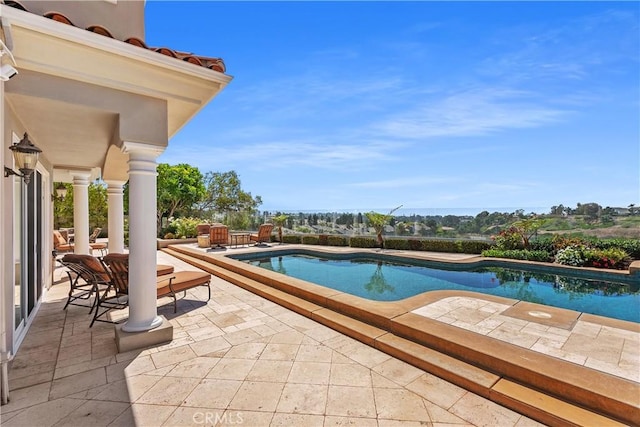 view of swimming pool featuring a patio