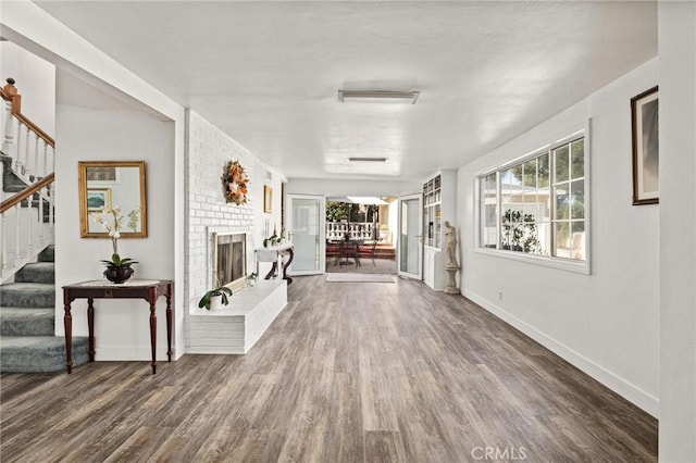 hall featuring dark wood-type flooring