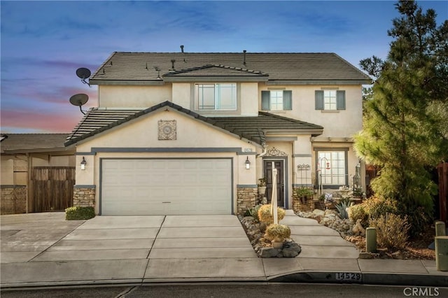 view of front of house with a garage