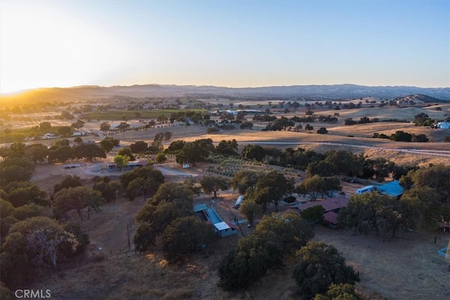 view of aerial view at dusk