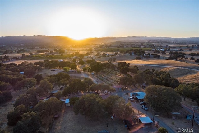 view of aerial view at dusk