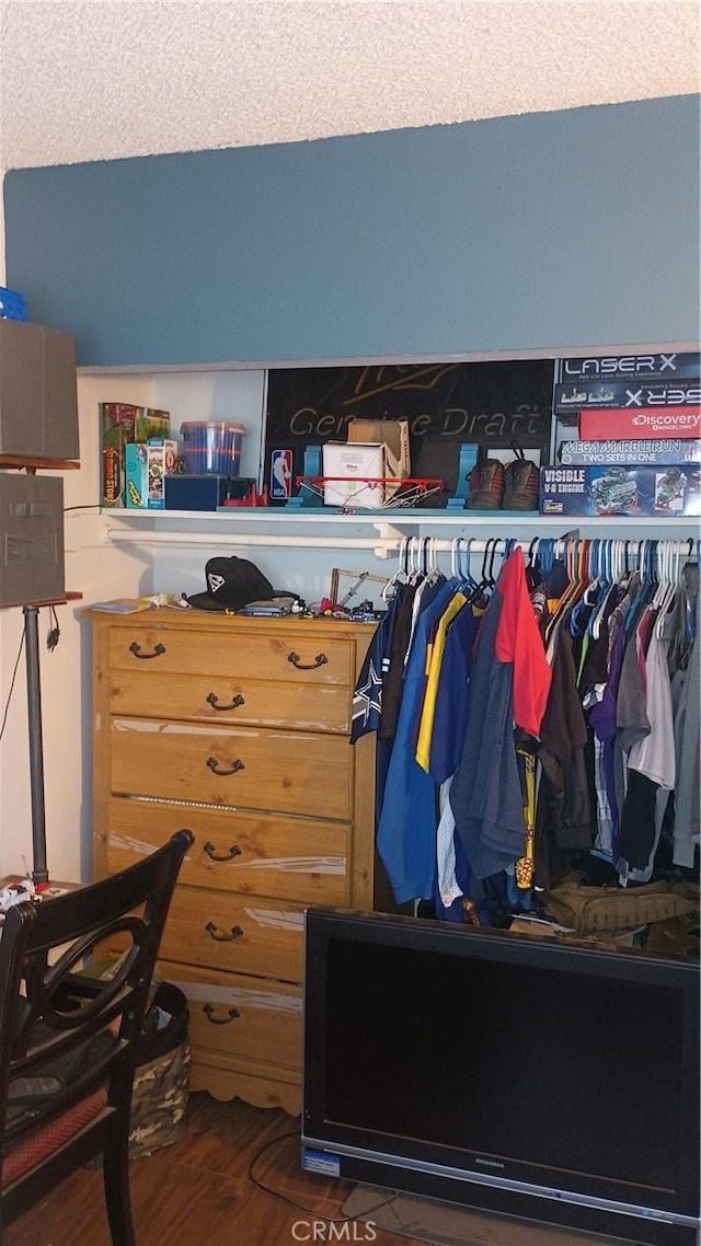 spacious closet featuring dark wood-type flooring