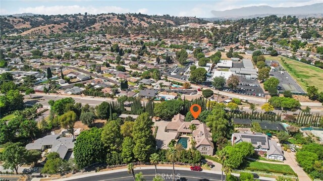 2611 Steeplechase Ln, Diamond Bar, CA 91765 - aerial view of property and surrounding area with a mountain backdrop and nearby suburban area