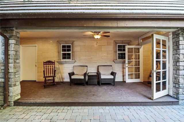 2611 Steeplechase Ln, Diamond Bar, CA 91765 - view of patio featuring a deck, ceiling fan, and french doors