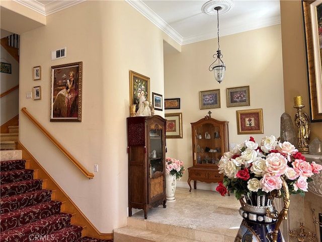 interior space with ornamental molding