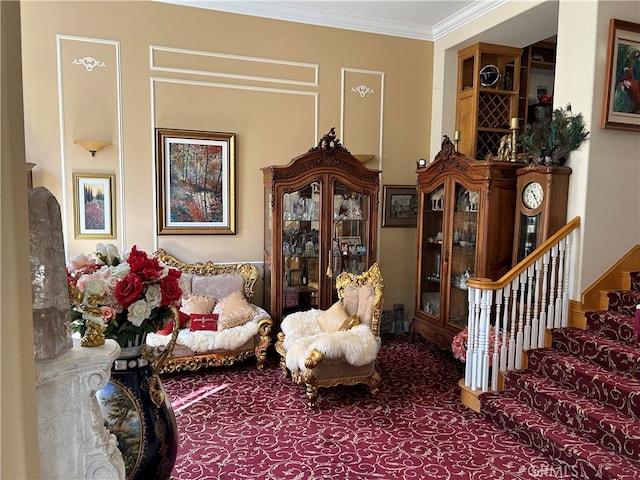 interior space with crown molding