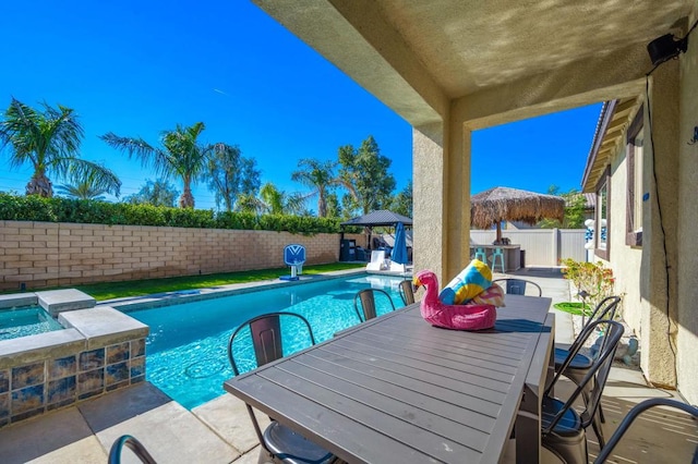 view of swimming pool with a patio