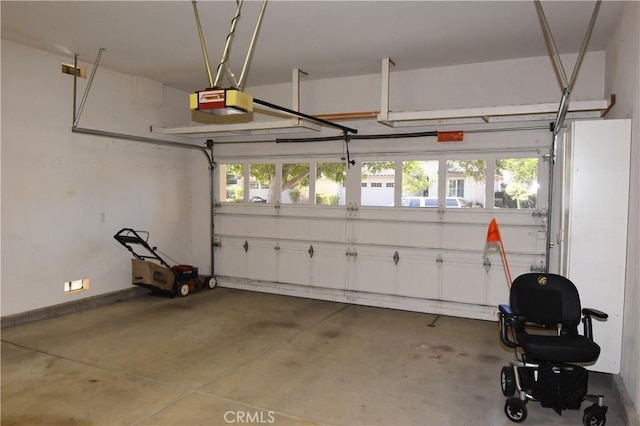 garage with a garage door opener