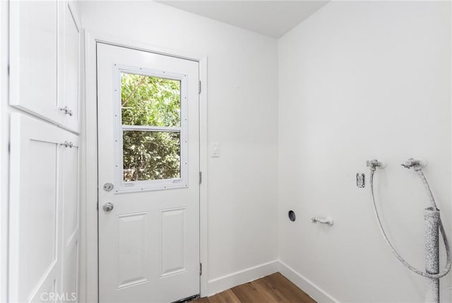 doorway to outside featuring dark hardwood / wood-style flooring