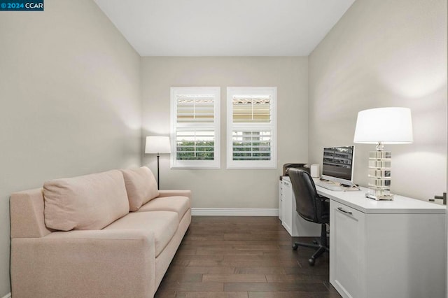 office space featuring dark hardwood / wood-style flooring