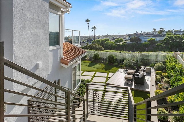 balcony with a patio area