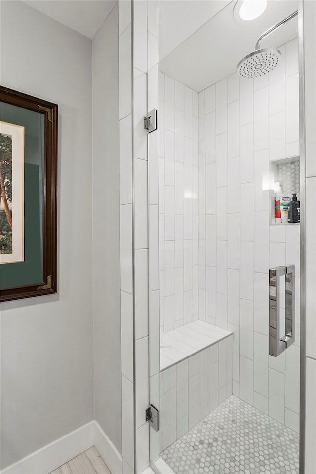 bathroom featuring walk in shower