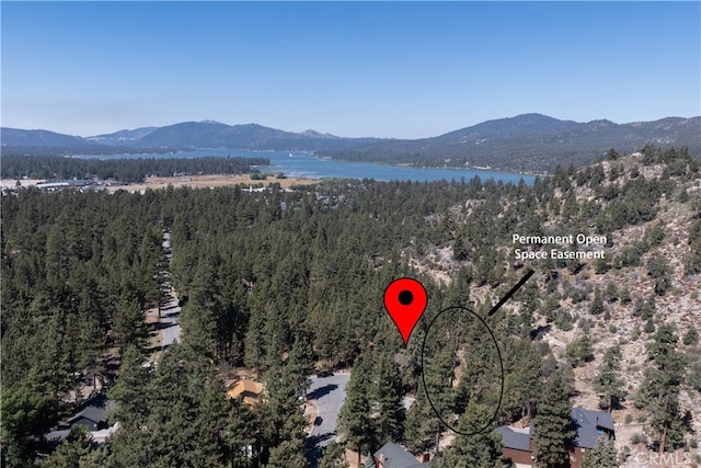 birds eye view of property featuring a mountain view