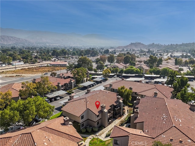 aerial view with a mountain view