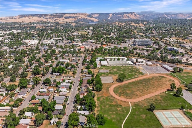 bird's eye view with a mountain view